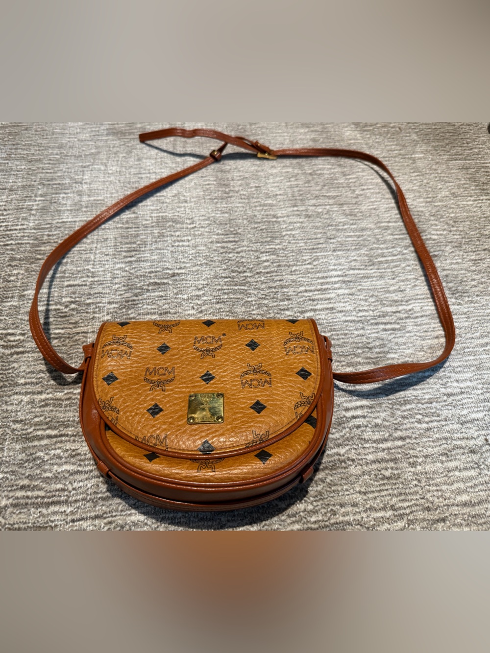 MCM Visetos Tan/Black Crossbody Bag